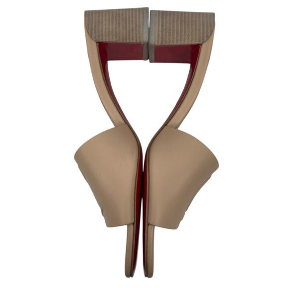 Christian Louboutin So CL Mules 55 Leather Heel Sandal Beige  Size 37 - Picture 7 of 12